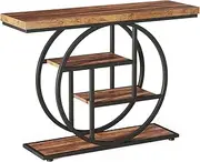 Tribesigns 105cm Console Table, 4-Tier Entryway Console Table with Geometric Base, Narrow Hall Table with Storage Shelves for Living Room, Hallway, Foyer, Rustic Brown