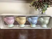 POTTERY BARN Chick Easter Egg Cups / Set (4) / Pastel Spring Colors / NEW-in-BOX