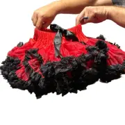 NWT Oopsy Daisy Baby Red Black Lace with Bow Pettiskirt Dance Tutu size 18 Month