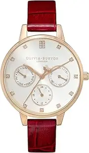 [Olivia Burton] Women's MULTI FUNCTION Watch, silver/red, 34MM