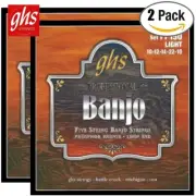 2-PACK GHS PF150 Phosphor Bronze 5-String Light Banjo Strings Loop End