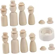 MOLUCKFU DIY Wooden Puppet Toys 36pcs Hand-Painted Wooden Dolls Set Unfinished Craft Kit Toys for Boys and Girls