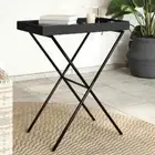 vidaXL Folding Tray Table Black 65x40x75 cm Poly Rattan 2BB