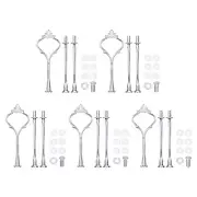 5 Set Cake Tray Stand Handle Plate Hardware Fitting, 3-Tiers Mini Crown Silver