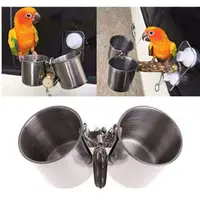 在飛比找蝦皮購物優惠-鳥用不銹鋼餵食器 | 餵水器 | 站架食杯 | 站棍水杯 |