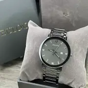 NEW✅ Bulova Futuro Gunmetal Gray Black Steel Diamond Marker Men's Watch 98D158