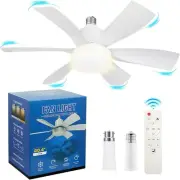 Socket Fan Light Ceiling Fan with Light and Remote, E26/E27/B22 Plug in Fan