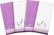 Fanfanwin 4 Pcs Lavender Hand Towels Decorative Bathroom Towels Purple Floral 28.7 x 13 Inch Embroidered 100% Cotton Soft Absorbent for Bathroom Kitchen Decor