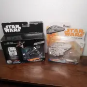 STAR WARS Hot Wheels Starships Millenium Falcon & Slave I Die Cast Toys