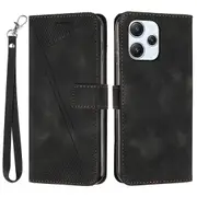 Leather Protective Cover For Xiaomi Redmi 12 4g, Triangle Imprint Wallet Stand Phone Case With Strap