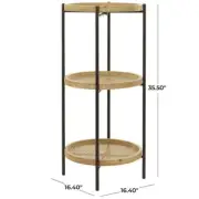 Litton Lane Shelving Unit 33.5" H X 16.4" W, 3 Shelves Metal Stationary, Brown