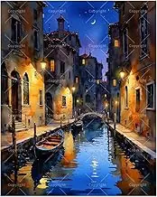 TAOPAOLAB Venetian Night Scene Paint by Numbers Kit for Adults - DIY Gondolas and Canal Under Moonlight Painting on Canvas 16x20 Inches, Acrylic Paint Set, Suitable for Beginners,Art for Decoration