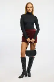 Red Skort Mini Corduroy Skirt - Size 16XL, Women's Skort