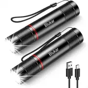 Flashlight Rechargeable 2 Packs, 2000L High Lumens Flashlight, Super Bright S...