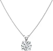 [ALLORYA] 0.25-2.00 Carat Round Lab Grown White Diamond or Cubic Zirconia V Bail 4 Prong Solitaire Pendant for Women in 925 Sterling Silver