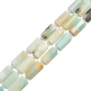 Amazonite Faceted Flat Rectangle Cylinder Tube Beads 14x28mm 15.5" Strand