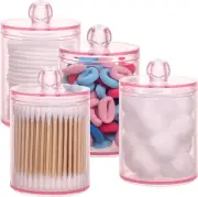 Tbestmax 4 pcs Qtips Holder Bathroom Container, 10 OZ Apothecary Pink 10oz*4