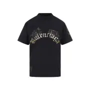 [Balenciaga] Balenciaga-Faded Washed Black Cotton Small Fit T-Shirt-Donna S STAND