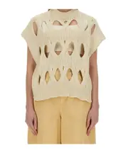Alysi Springtime Knit Jersey Top beige