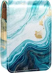 Travel Lipstick Organizer Case,Lipstick Case Portable Makeup Bag with Mirror,Abstract Abstract Ink Marble Stone