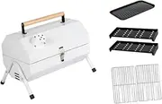 Aymzbd Portable Charcoal Grill with Baking Net, Tabletop BBQ for Outdoor Activities, White