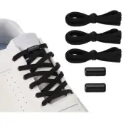 No Tie Shoelaces Tieless Elastic Shoe Laces 3Pcs with 2 Metal Buckles, Black