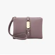 Nevenka Womens Wallets Small Rfid Bifold Change Purse with Wrist Strap-WineRed