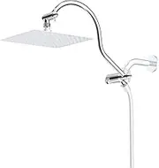 All Metal 12'' Solid Brass Adjustable Shower Head Extension Arm with 3-way Shower Arm Diverter Valve, Universal G 1/2 Shower System Replacement Part for Bathroom, Shower Arm Extender, Chrome