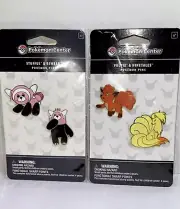 Pokémon Vulpix Ninetales Stufful Bewear Pins Set New SEALED