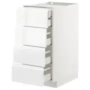 METOD base cb 4 frnts/2 low/3 md drwrs, white Maximera/Voxtorp high-gloss/white, 40x60x80 cm