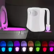 NEW TOILET BOWL LED MOTION ACTIVATED SENSOR LIGHT AUTO ON/OFF 8 COLORS AS ON TV
