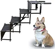 Yizunnu Folding Dog Ramp for Car Steps Foldable Dog Ramp Non-Slip Stairs for Small & Medium Dogs for Cars and SUV, High Beds, Trucks