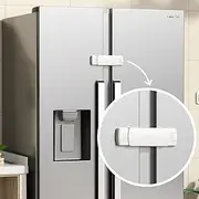 EUDEMON Latest French Fridge Lock French Door Refrigerator/Freezer Lock Apply to Max 3.54"(90mm) Two Door Gap Distance for Kids & Babies,Easy to Install no Tools Need or Drill (White)