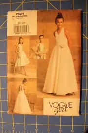 Vogue Girl Pattern #7684 Size 12,14,16 Girls' Dress and Stole Formal Wear