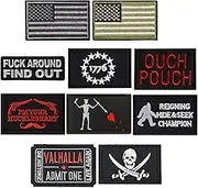TACVEL 10 Pcs Tactical Morale Patch Bundle, Full Embroidery Tactical Patch Set, Funny Military Hook and Loop Patch for Caps, Backpacks, Clothes, Vest, Military Uniforms, Tactical Gears Etc