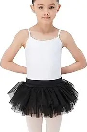 [Wearmoi] Wear Moi NUAG6BLA Ballet Tutu, Girls, 3-Layer, Pull-on Type, Lurex Tulle Material, Back Ribbon Included, Black