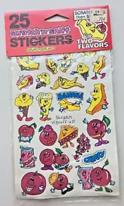 Vtg sealed 1980s Scratch n Sniff Stickers Cherry Banana Fruit Food RARE Faces