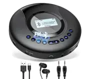 Portable CD Player Bluetooth with FM Radio, 2000mAh Rechargeable CD Player fo...