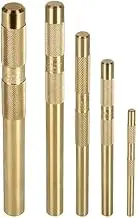 Brass Drift Punch Tool Set 5 Piece with 1/4 Inch, 3/8 Inch, 1/2 Inch, 5/8 Inch, 3/4 Inch Brass Drift Punches
