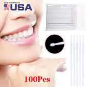 100Pcs Dental Micro Brush Disposable Materials Applicators Tips white 1.5mm