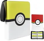 Card Binder 4 Pocket, Trading Card Holder Fits 400 Cards with 50 Removable Sleeves, Card Games Collection Case Book Fits with Zipper for Gift, Trading Binders for Card Games Collection, Yellow