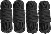 Cosymate Soft Cotton Rope Binding Rope All Purpose Thick Cotton Twisted Knot Tying Rope, 8mm Diameter, 5m Long, Pack of 4, Black