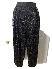 NWT $2,275 DOLCE & GABBANA Pants Black Sequined High Waist Sz 46