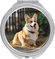 RTSEBVN Travel Makeup Mirror Portable Pocket Mirror Foldable Dog Corgi Printing Compact Mirror for Women Gifts