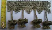 Per yard Onion Ball Tassel Fringe Trim - Jungle, Green , Gold mixed color