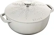 [STAUB] 24cm Round Cast Iron Snowflake French Oven White Truffle
