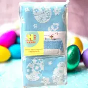 60" x 84 "Pastel Blue & White Jacquard EASTER EGG Tablecloth Holiday Cotton Poly