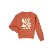 Wonder Nation Girls' Long Sleeve Graphic Sweatshirt-Sienna Burn-XS (4-5)-NWT