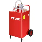 Fuel Caddy, 132L, Gas Storage Tank on 4 Wheels, with Manuel Transfer Pump, Gasoline Diesel Fuel Container for Cars, Lawn Mowers, ATVs, Boats, More,