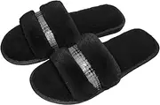 [Aifong] Women's Fuzzy Slippers Slides Plush House Bedroom Furry Slipper for Women Fluffy Open Toe Slides Slipper with Memory Foam Non Slip Indoor Outdoor